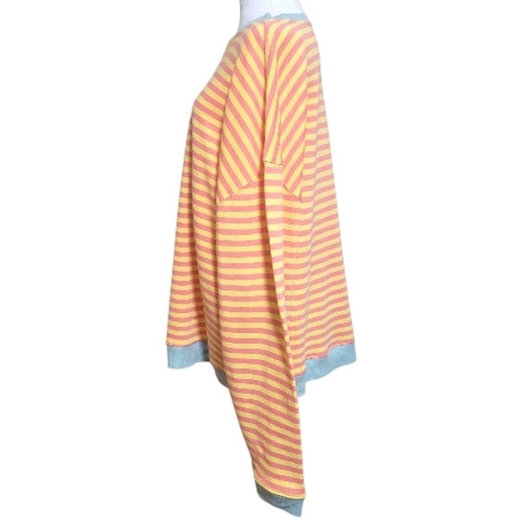 We The Free Classic Oversized Striped Crewneck, L, Tangerine Combo, NWOT - Picture 6 of 10